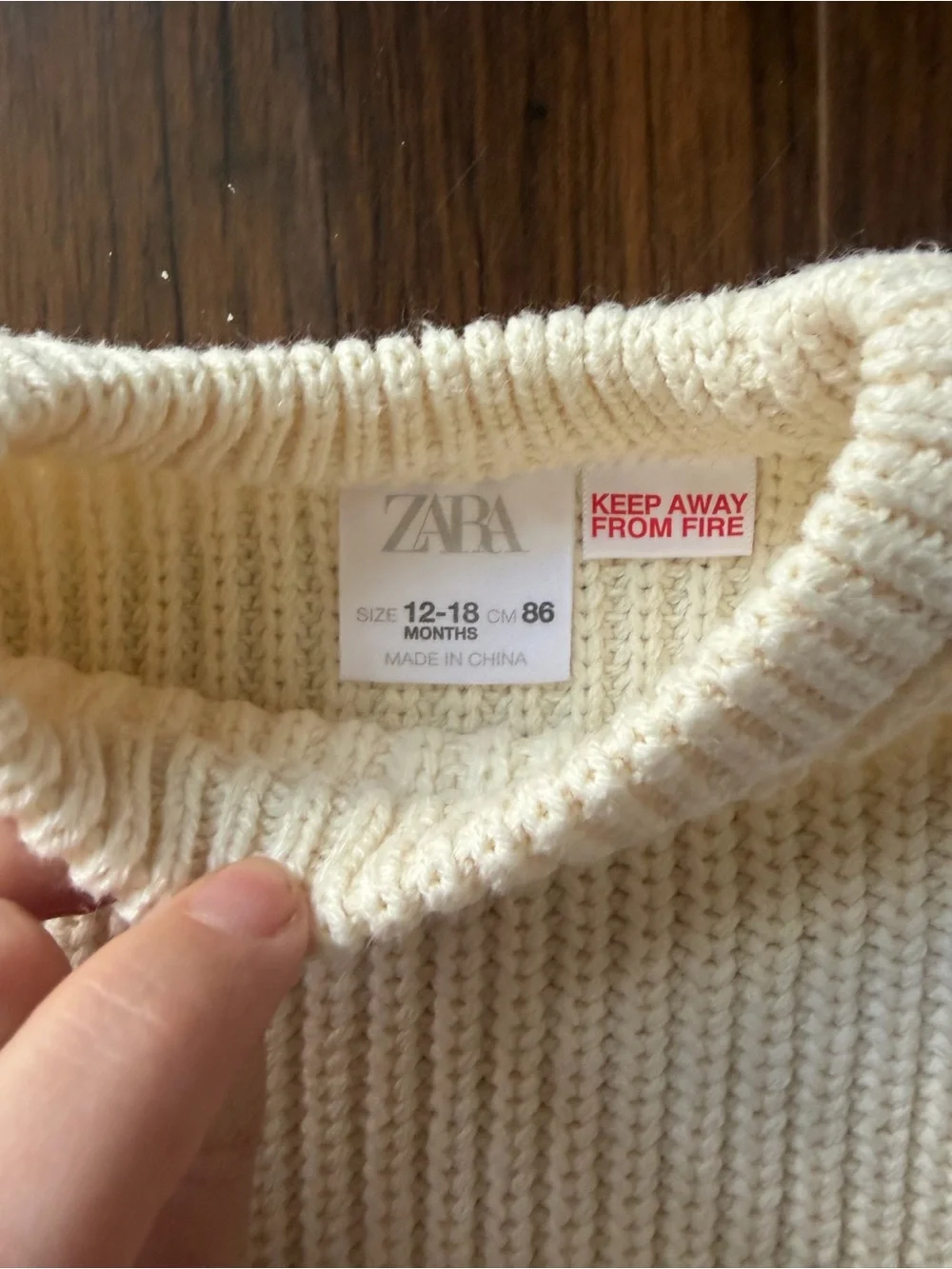 Zara Set of 2 Cream Knit Baby Toddler Sweater, Size 12-18 months